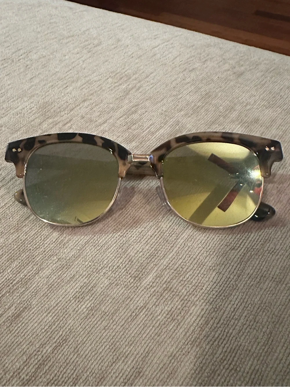 Tortoiseshell Clubmaster Sunglasses with Yellow Mirrored Lenses